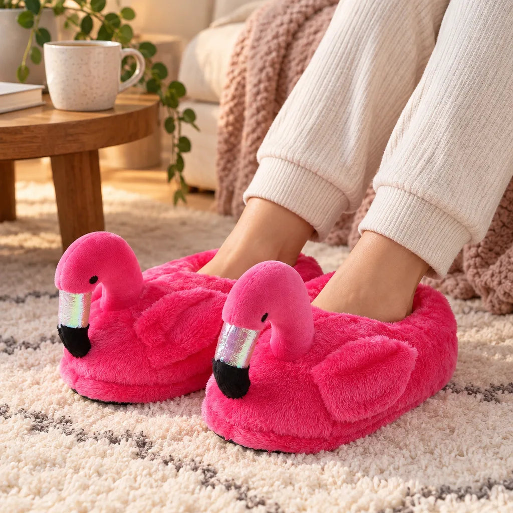 Chausson flamant rose femme