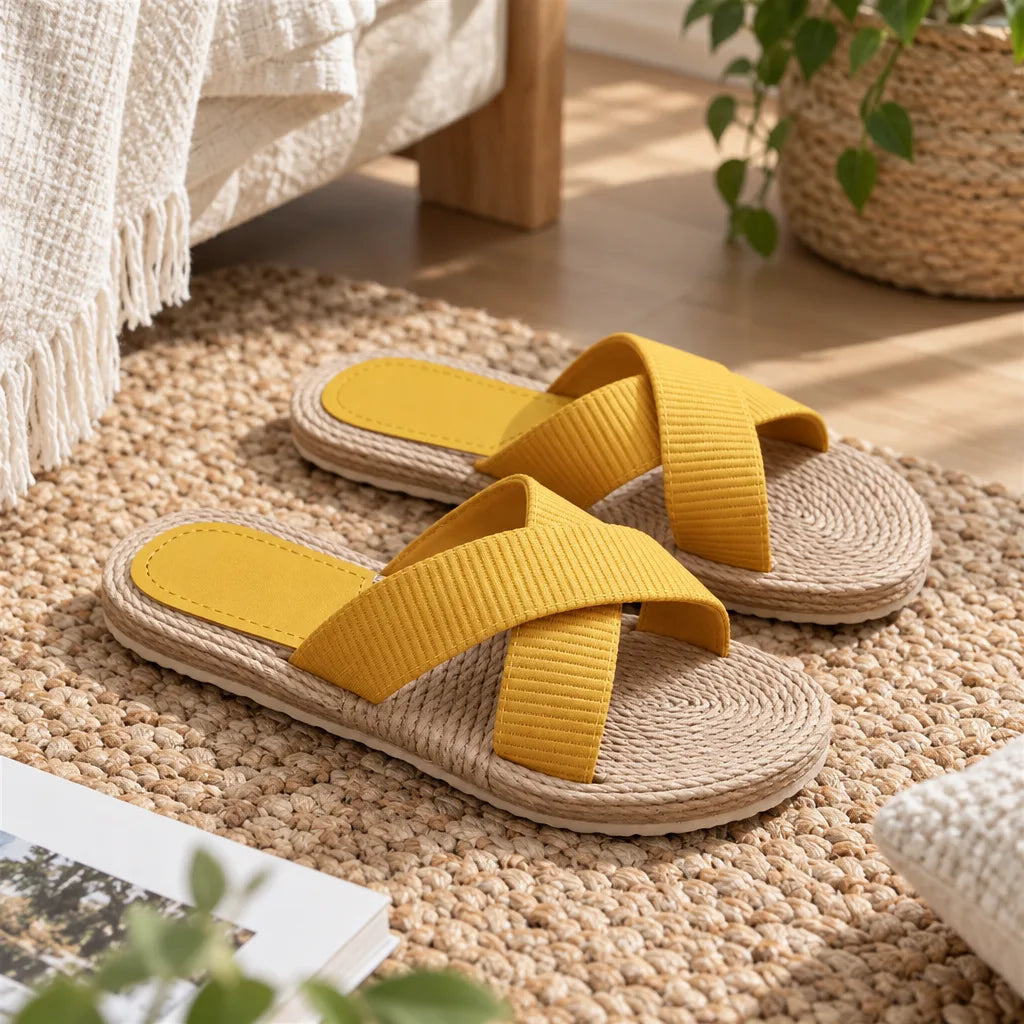 Sandales chaussons femme chanvre
