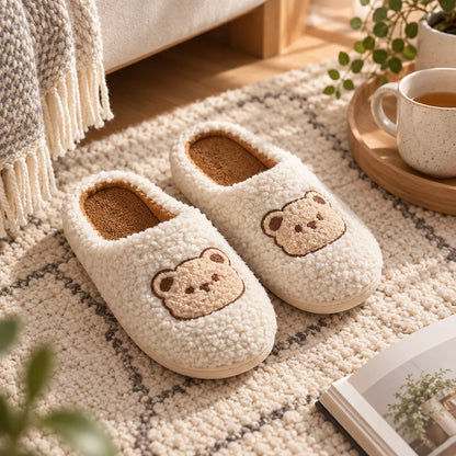 Chausson femme motif ours