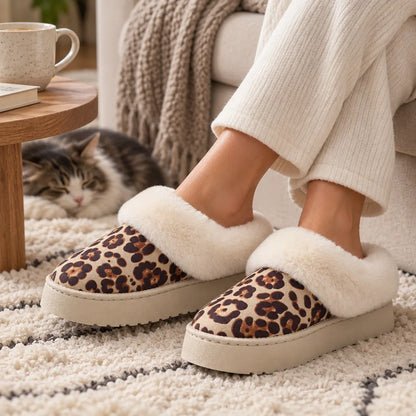 Chausson femme motif léopard