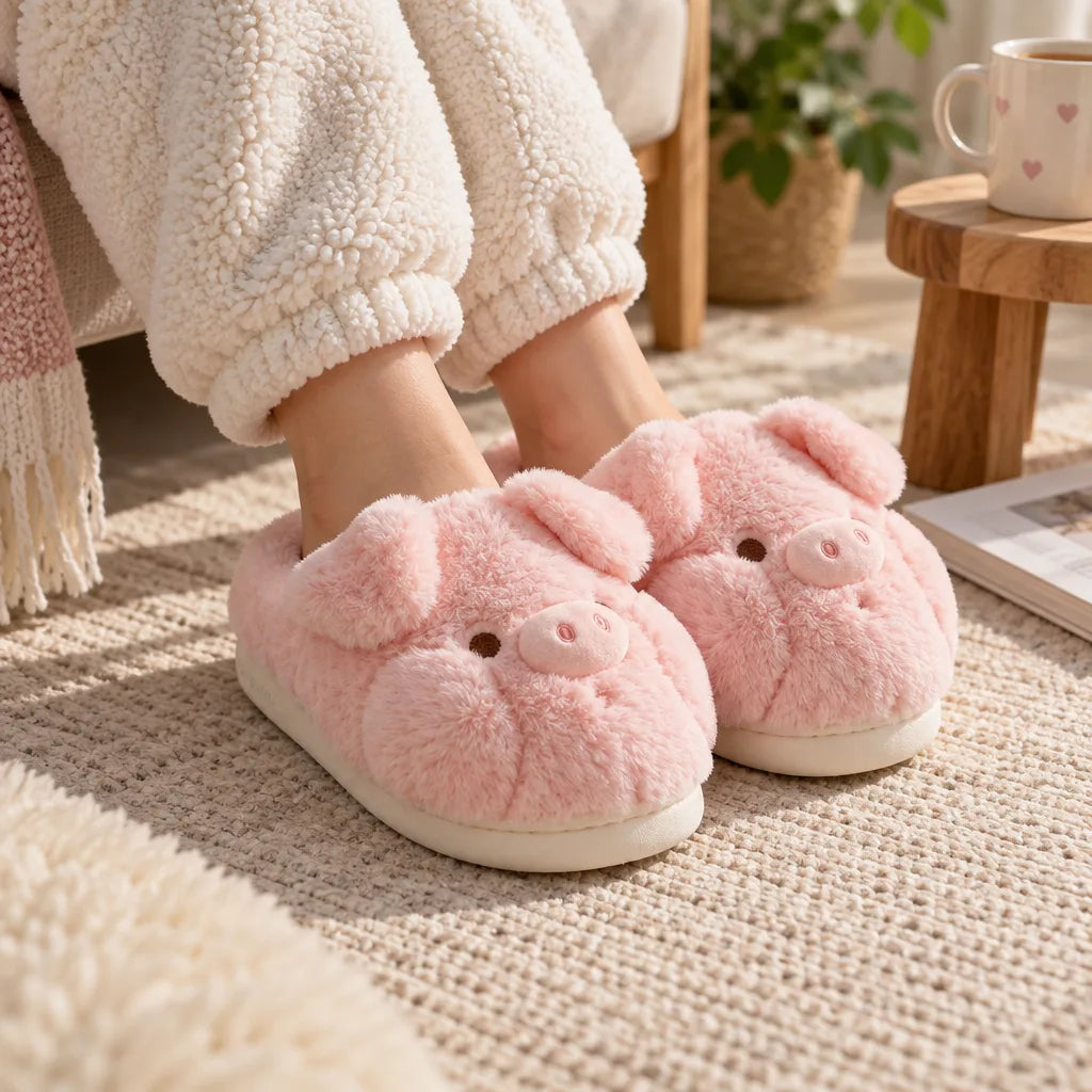 Chausson cochon rose femme