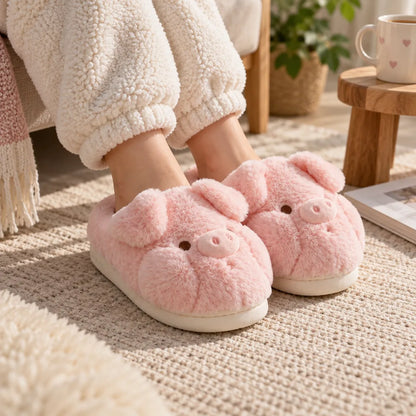 Chausson cochon rose femme