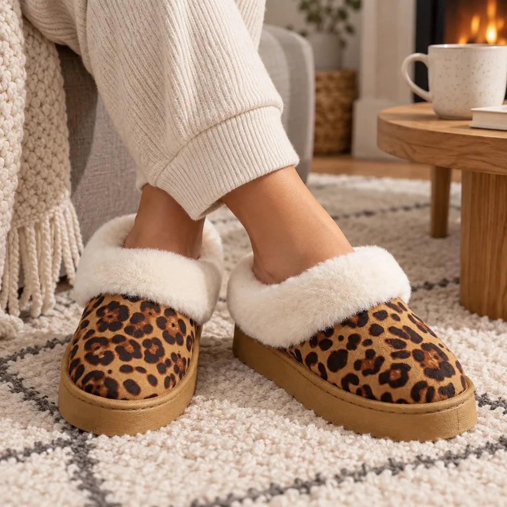 Chausson femme motif leopard