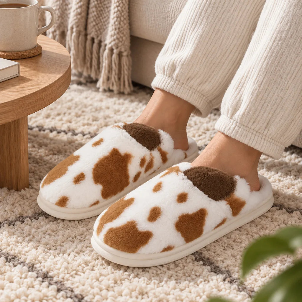 Chausson vache peluche