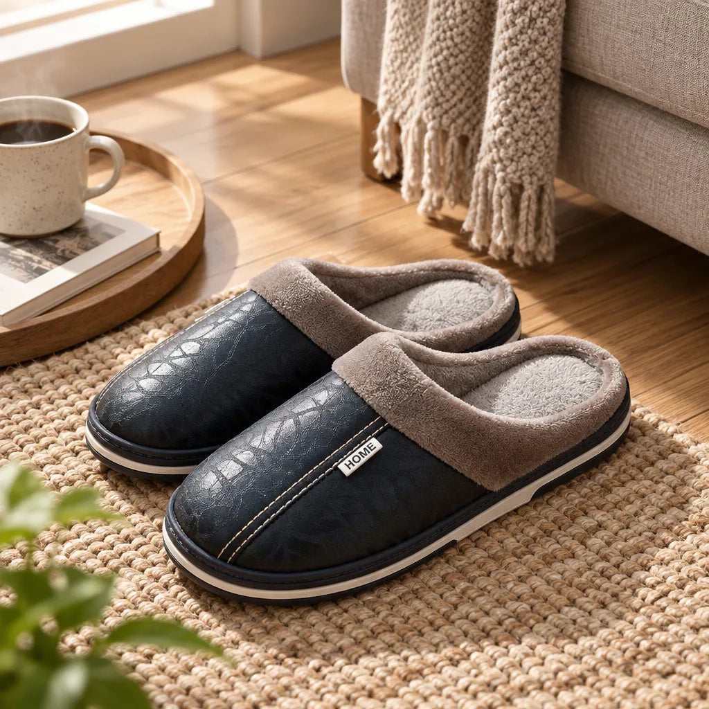 Chausson homme cuir pu