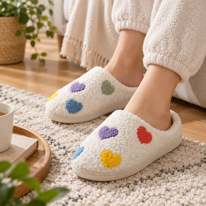Chausson femme motif coeur