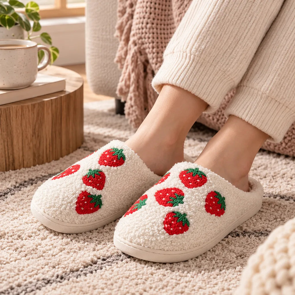 Chausson femme fraise