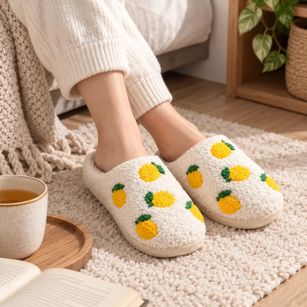 Chausson femme motif fruit