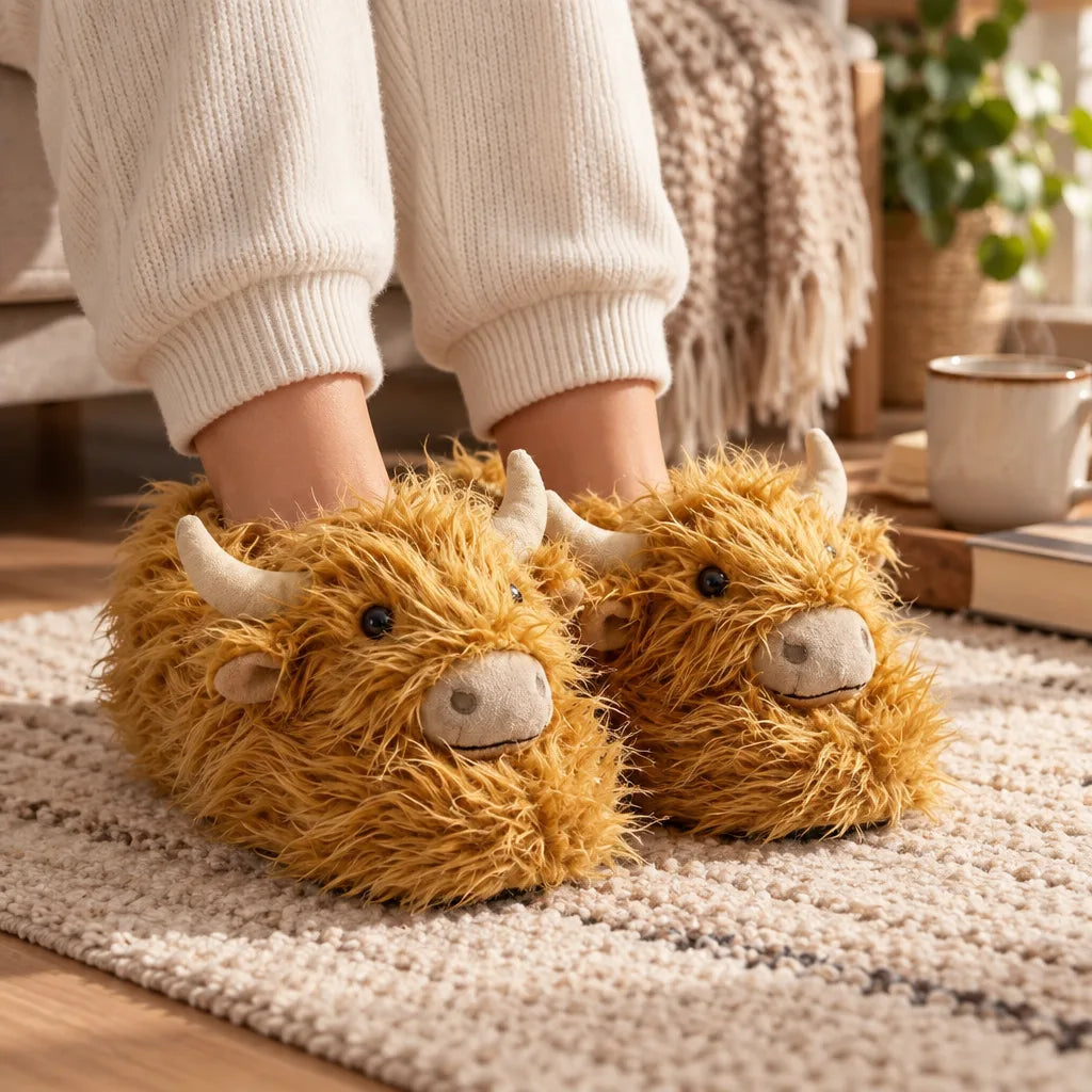 Chausson vache ecossaise peluche