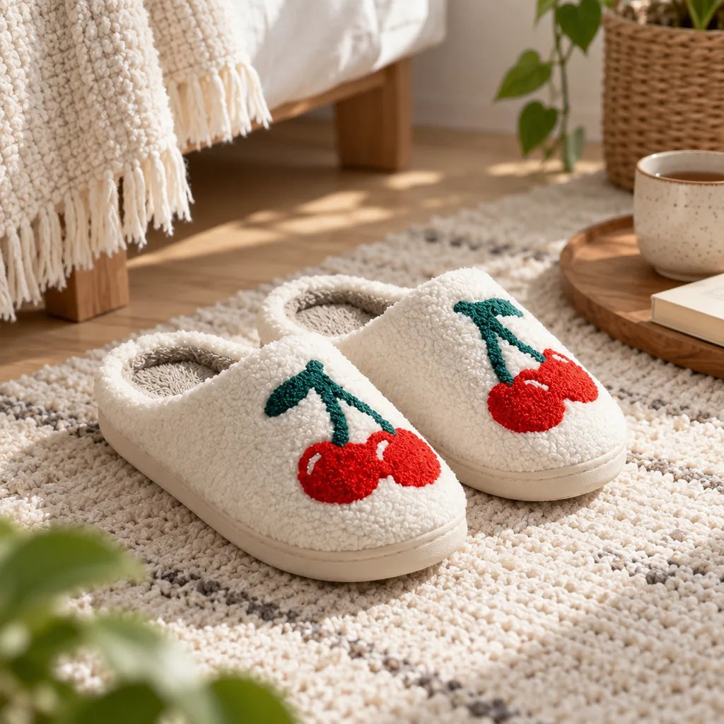 Chausson femme motif cerise