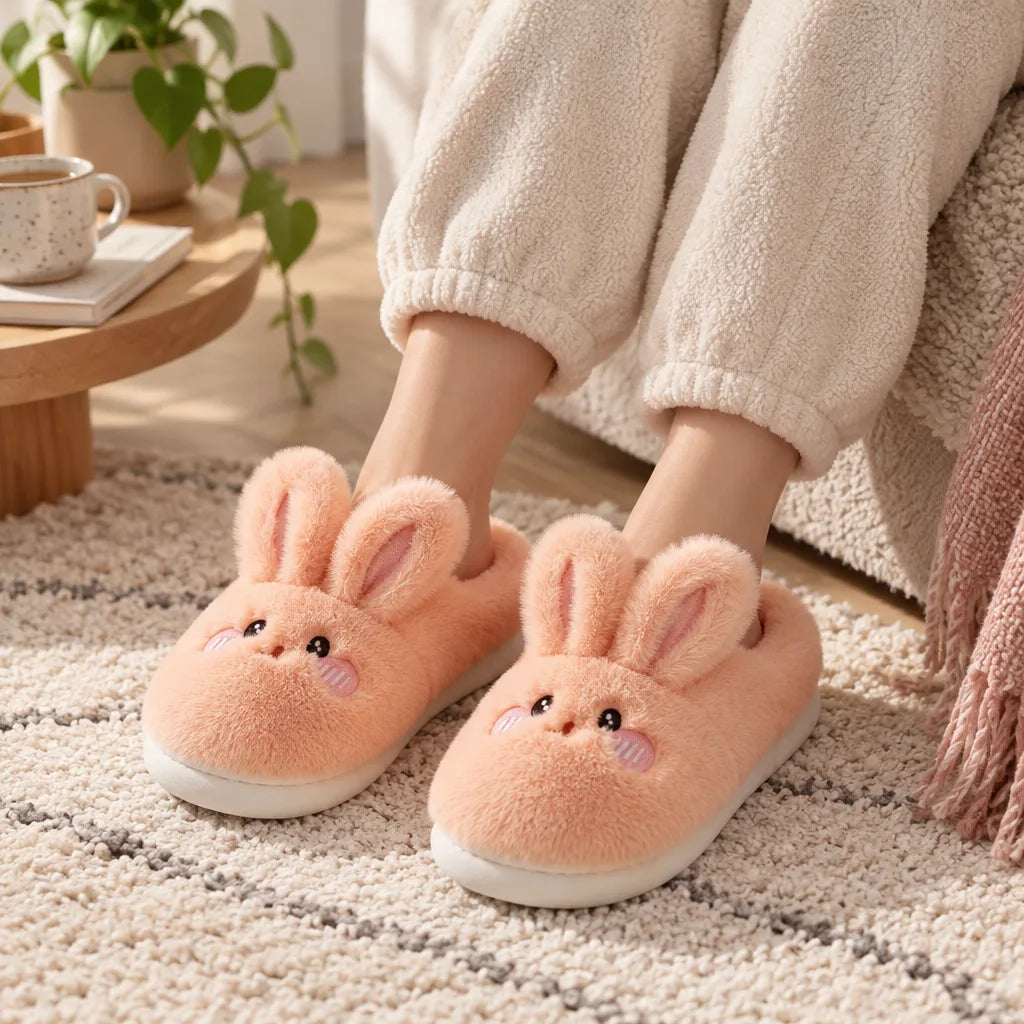 Chausson femme lapin fourrure
