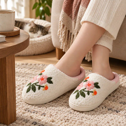 Chausson femme motif fleur