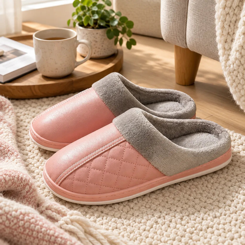 Chausson femme cuir PU