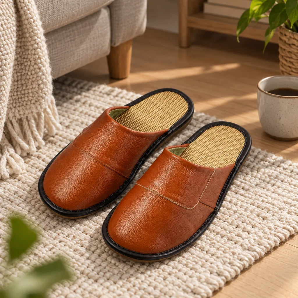 Chausson cuir homme semelle