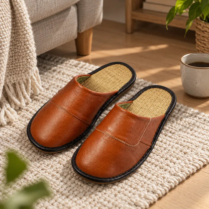 Chausson cuir homme semelle