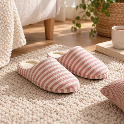 Chaussons femme rayés