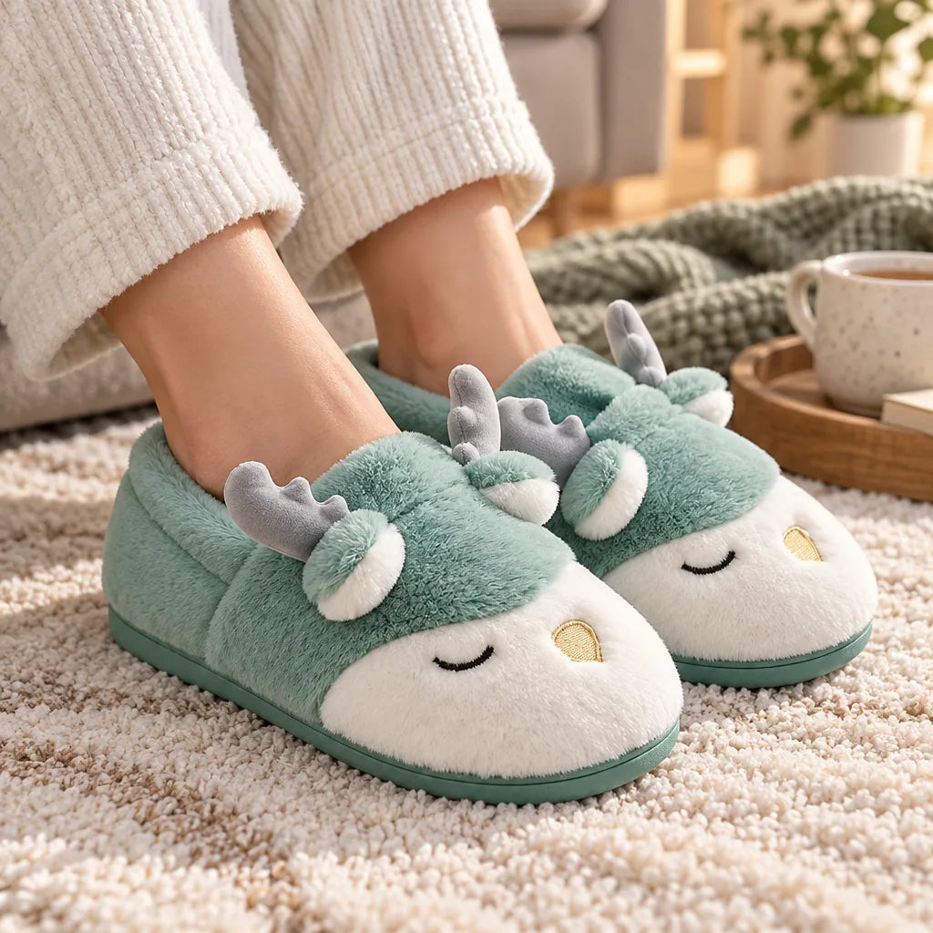 Chausson femme fausse fourrure