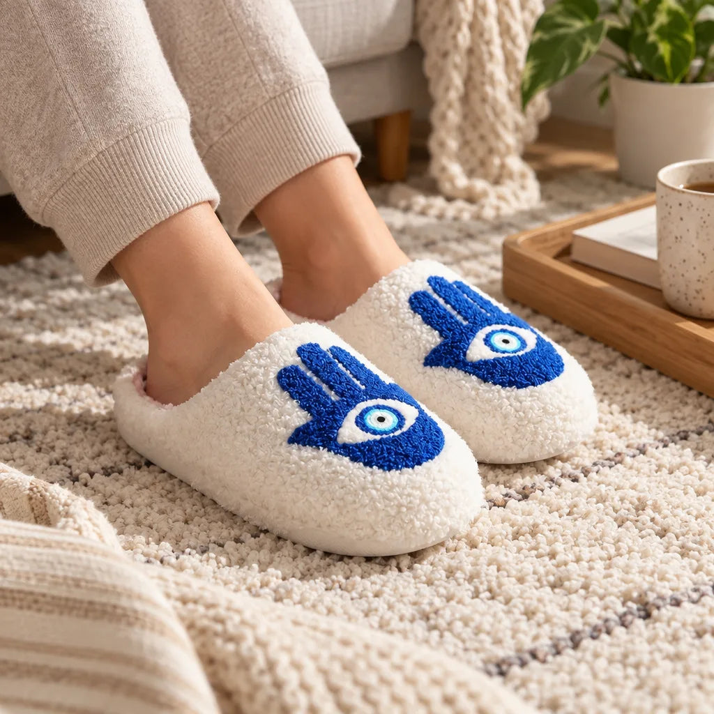 Chausson main protectrice bleu