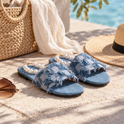 Sandale femme en denim