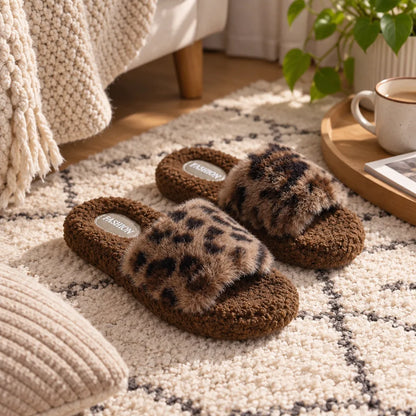 Chausson femme motif léopard