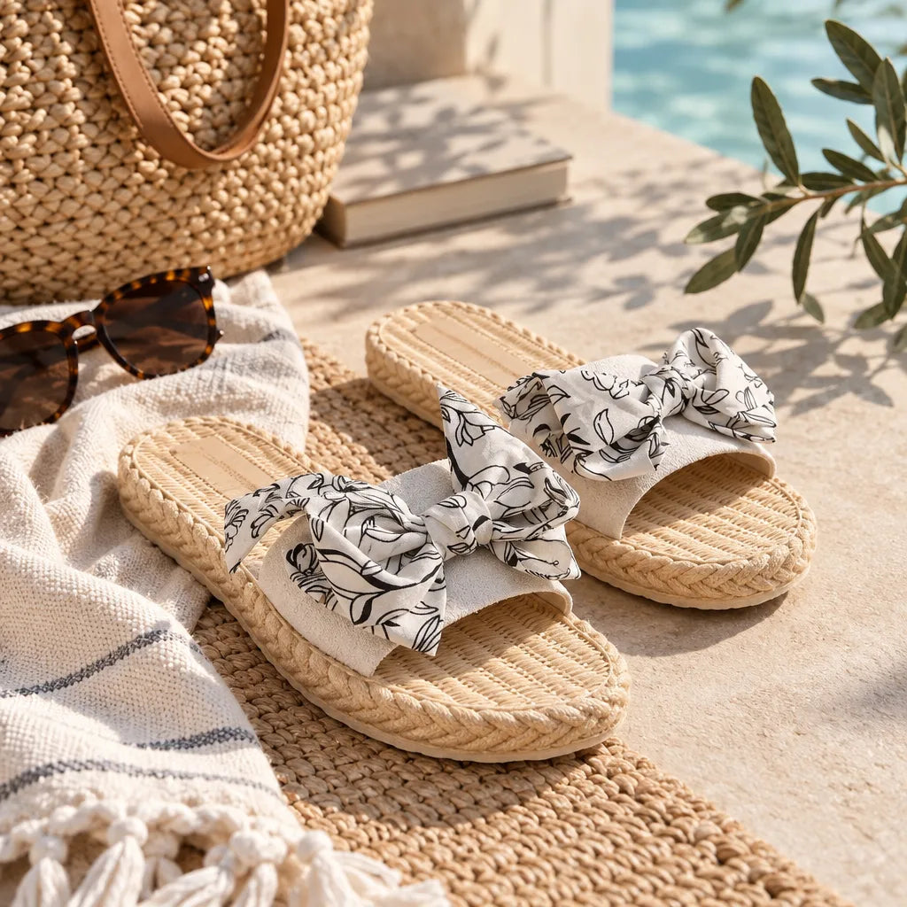 Sandales femme nœud floral