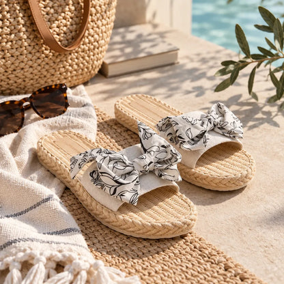 Sandales femme nœud floral