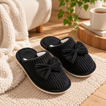 Chausson femme velours noeud