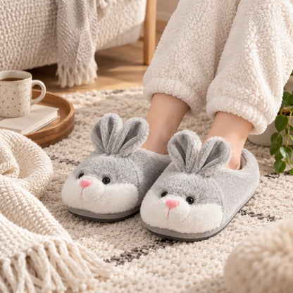 Chausson lapin femme gris