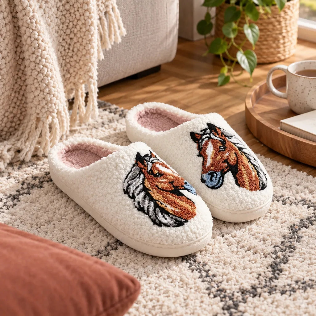 Chausson femme motif cheval