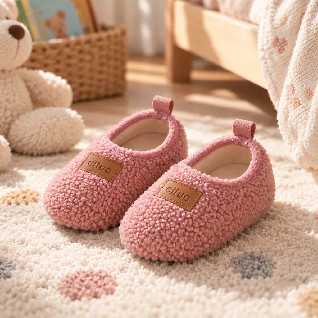Chausson enfant peluche antidérapant
