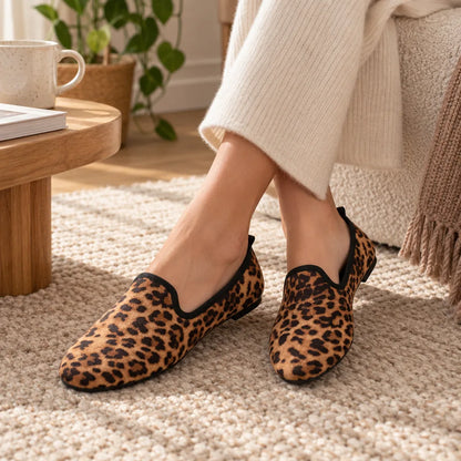 Chausson plat faux leopard