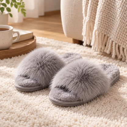 Chausson sandale femme poilu
