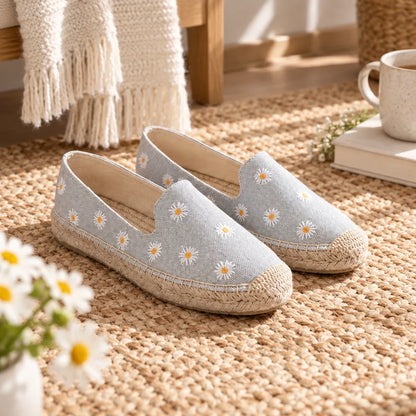 Chausson femme espadrille marguerites