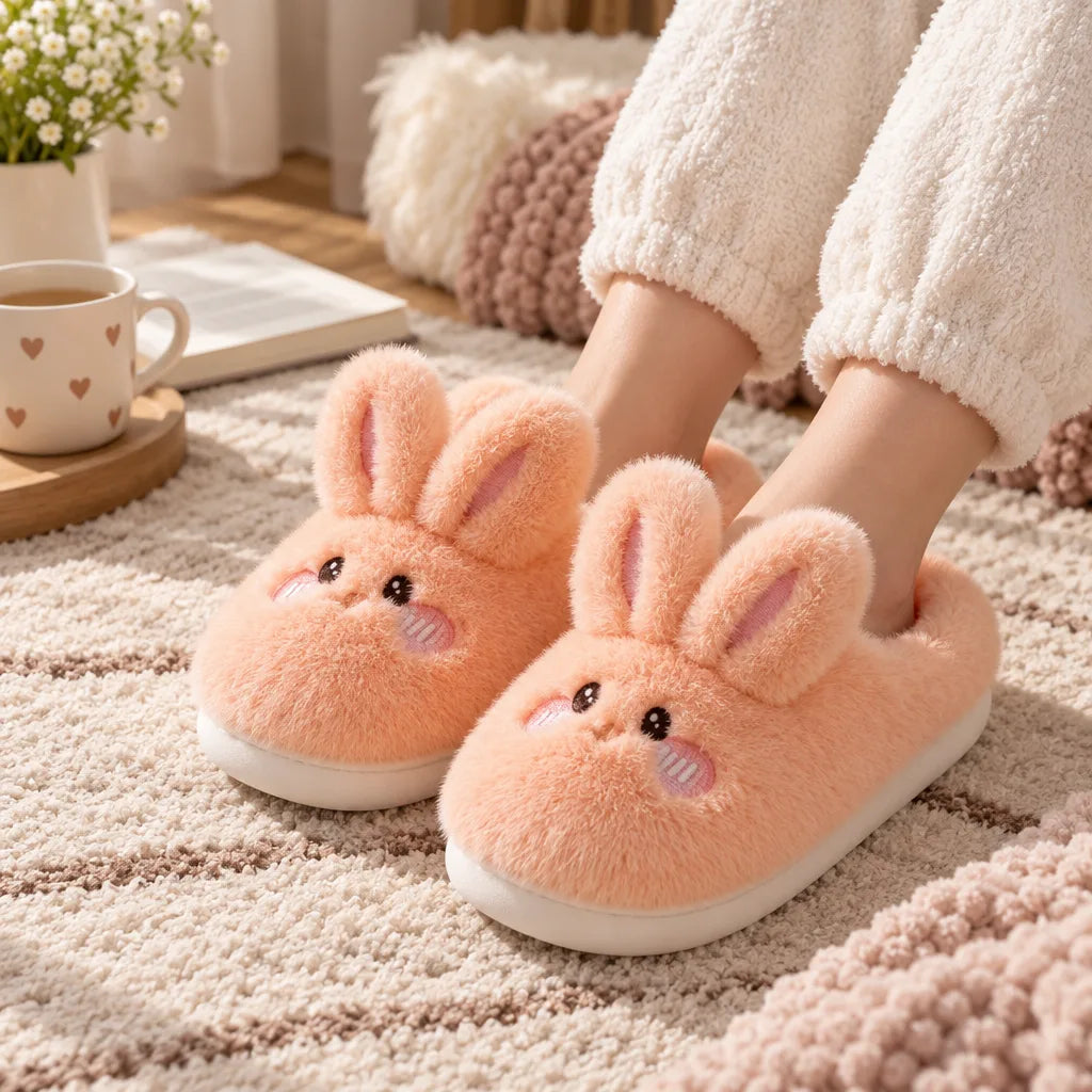 Chausson femme lapin fourrure