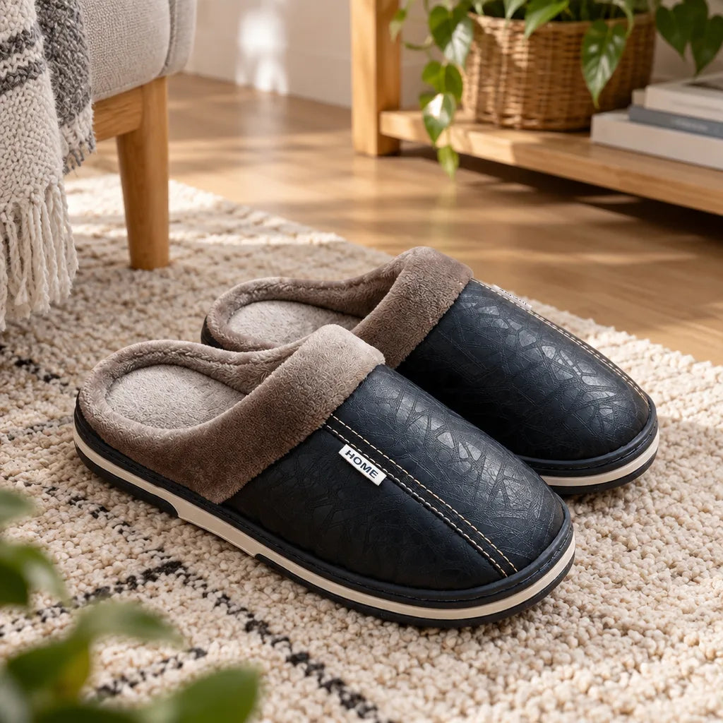Chausson homme cuir pu