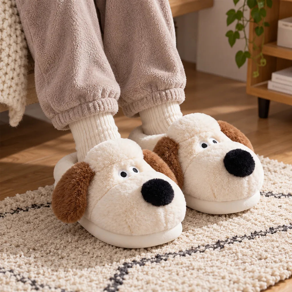Chausson chien cartoon peluche