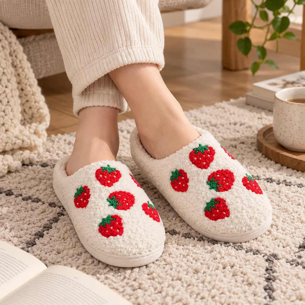 Chausson femme fraise