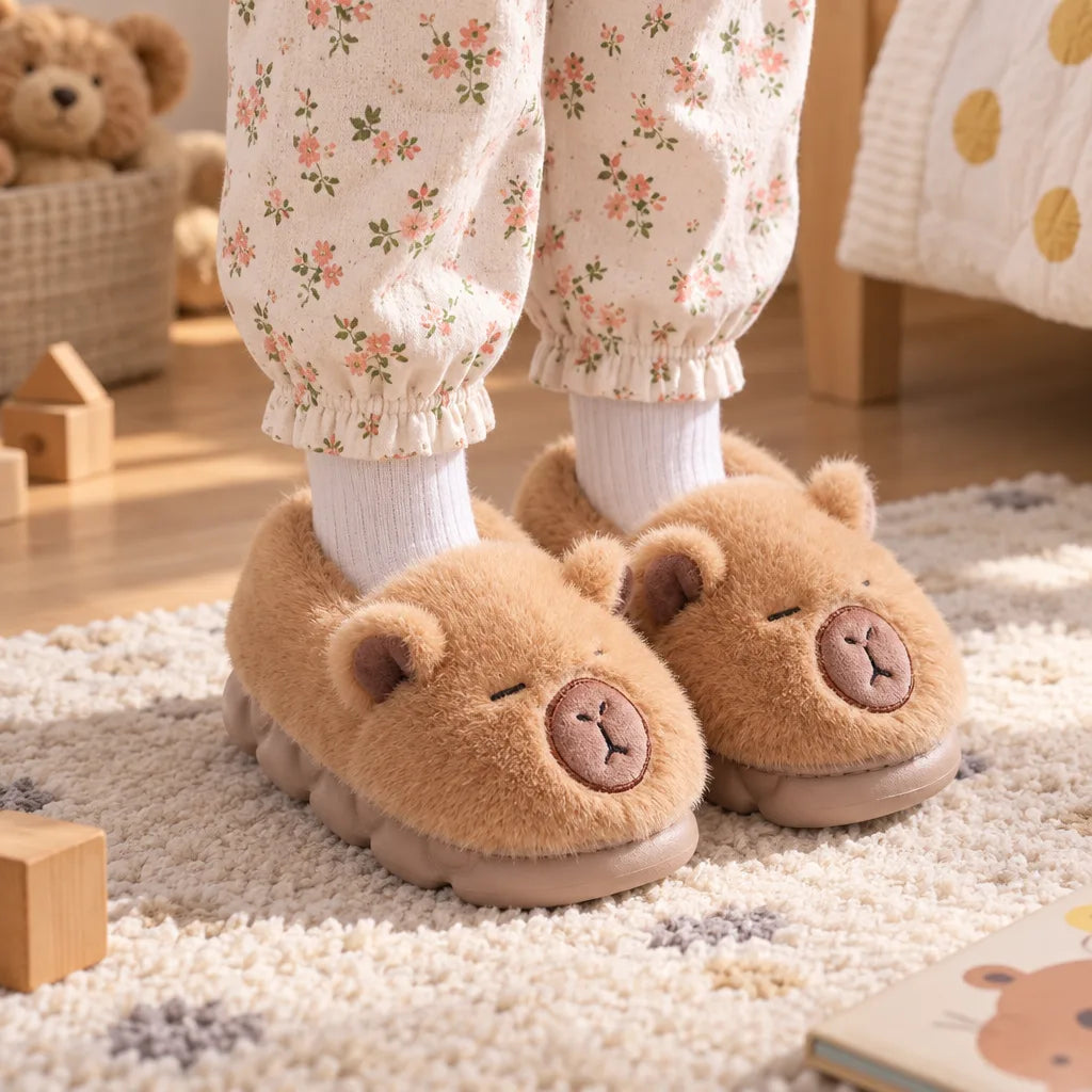 Chausson enfant capybara fausse