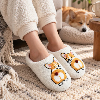 Chausson corgi peluche antidérapant