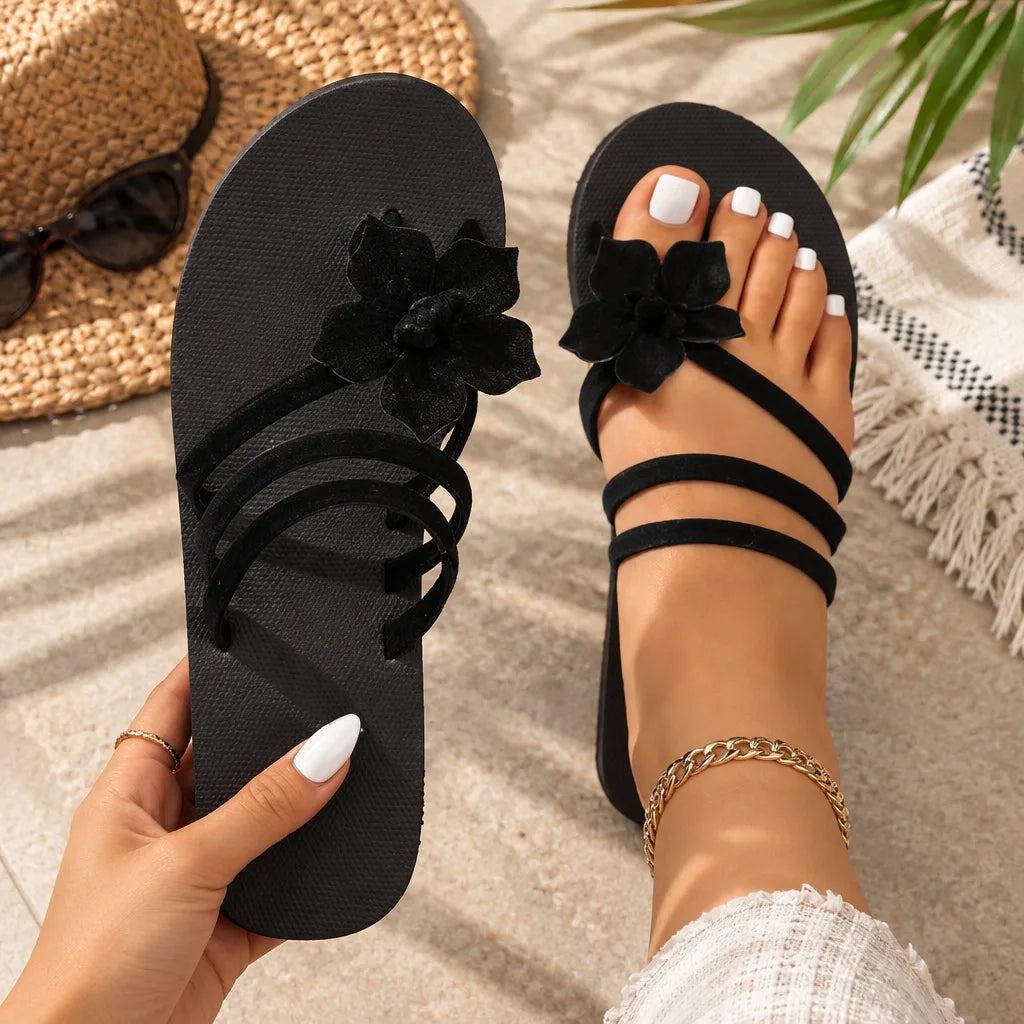 Chaussons femme fleur