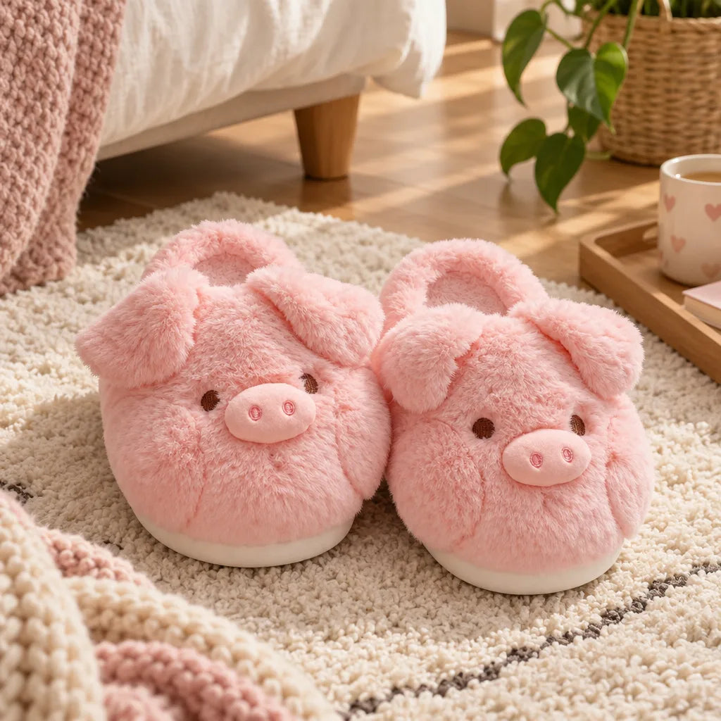 Chausson cochon rose femme
