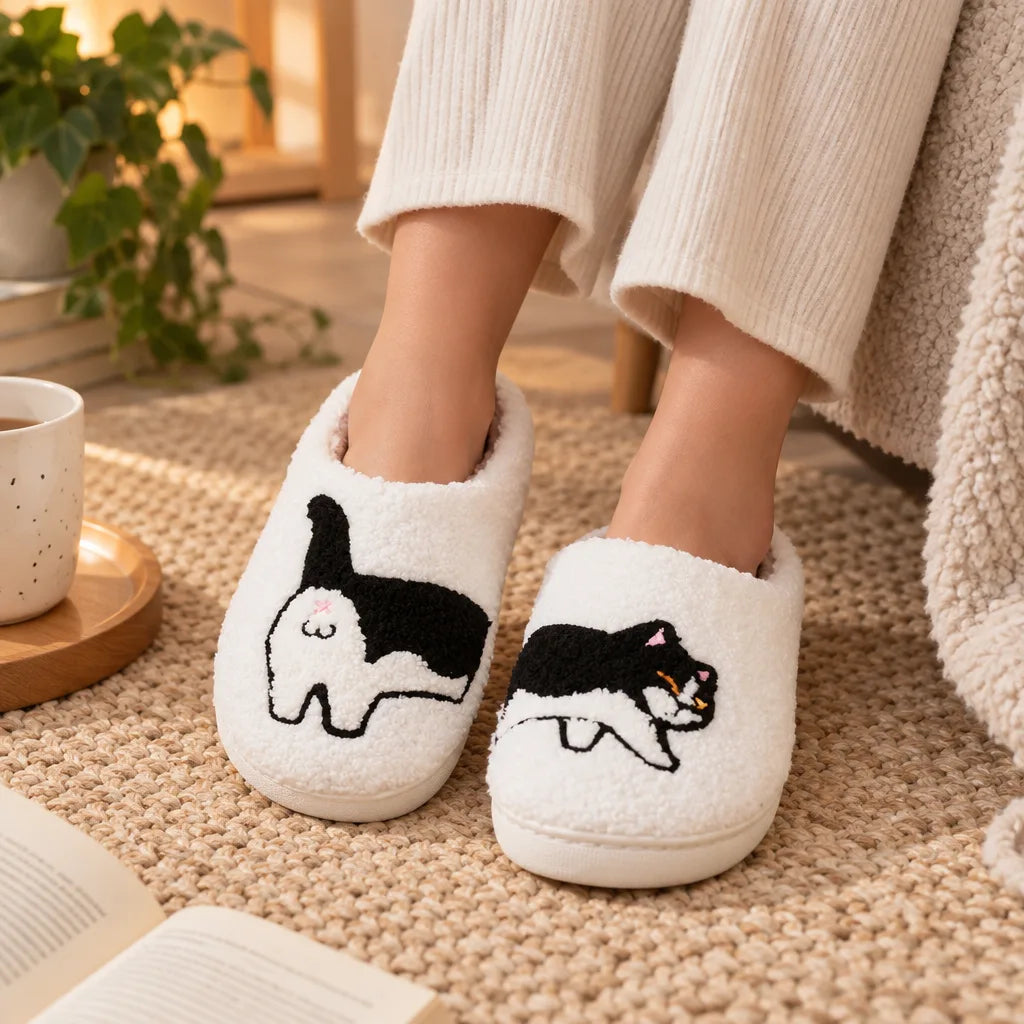 Chausson femme motif chat