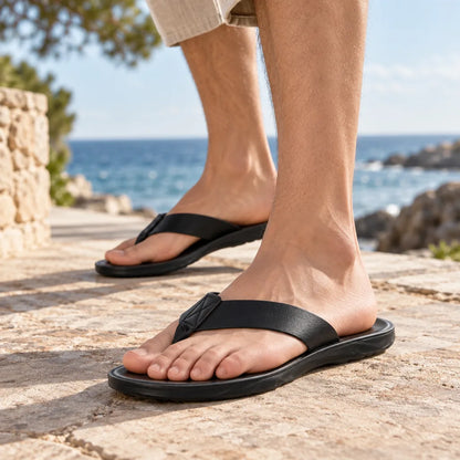 Tongs homme cuir pu