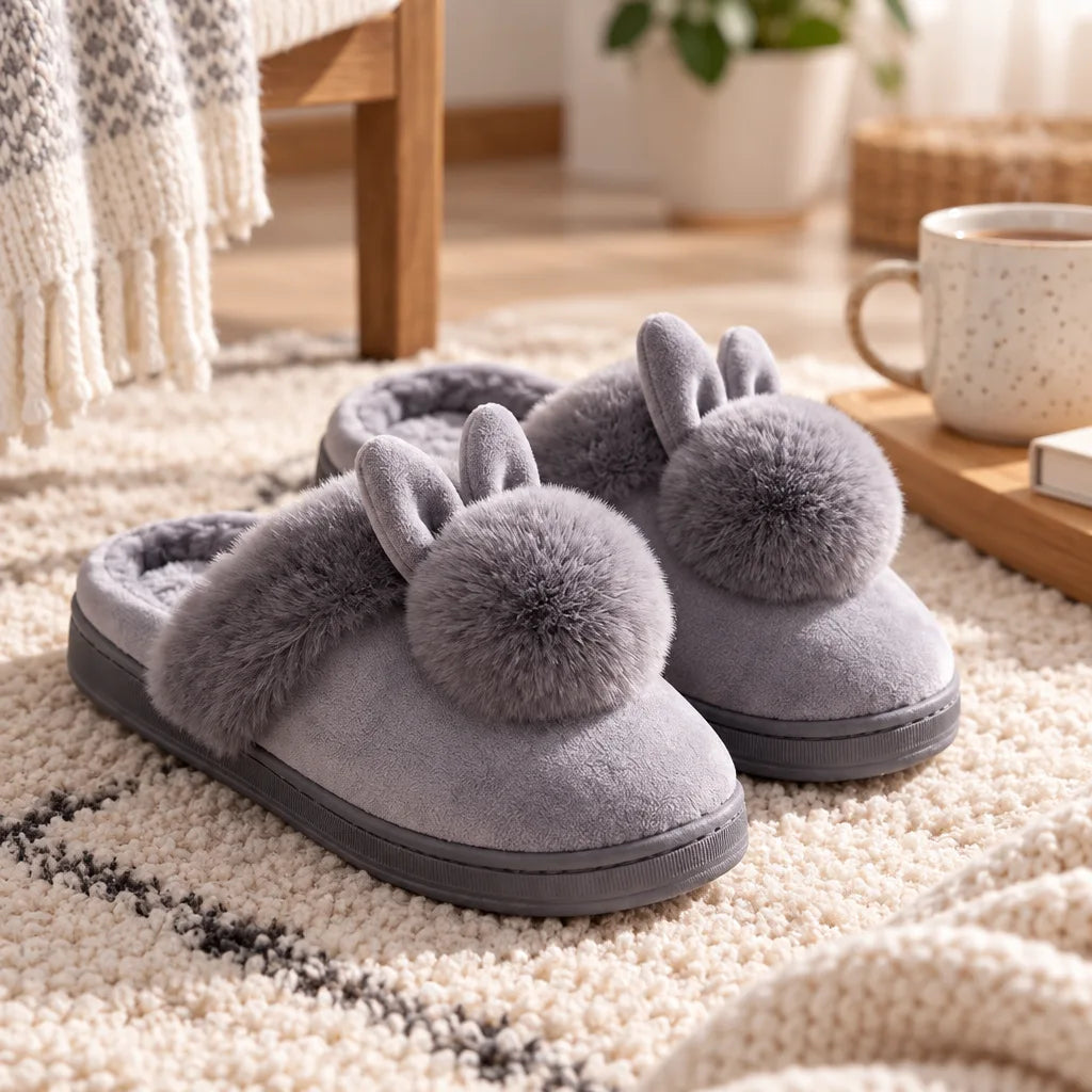 Chausson femme lapin hiver