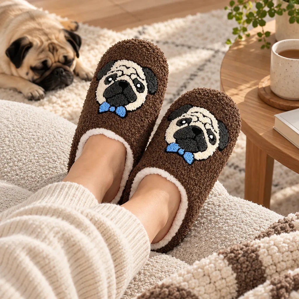 Chausson femme carlin peluche