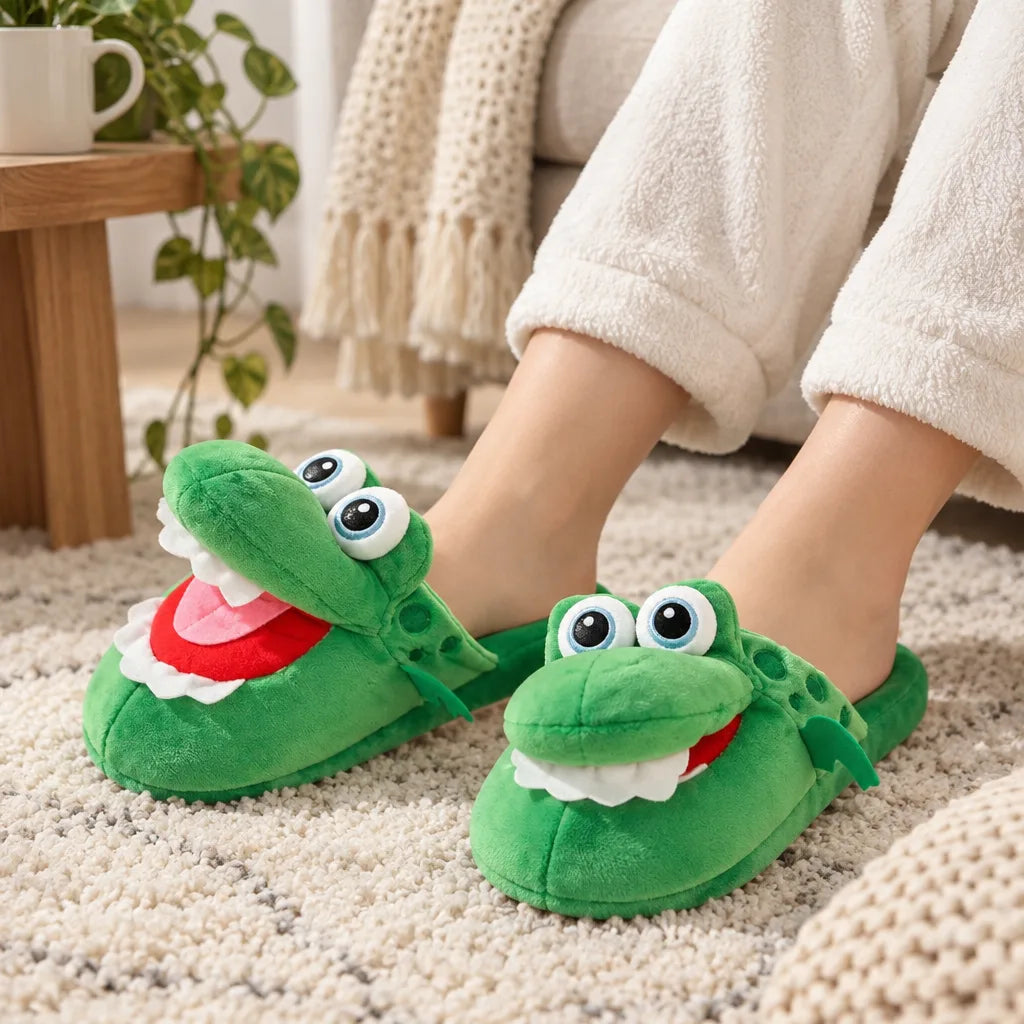 Chausson crocodile rigolo femme