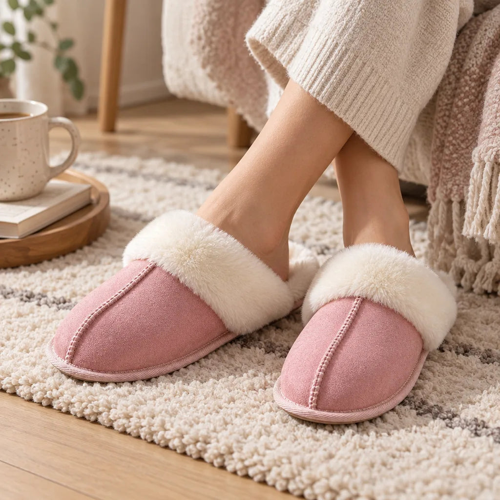 Chausson femme imitation daim