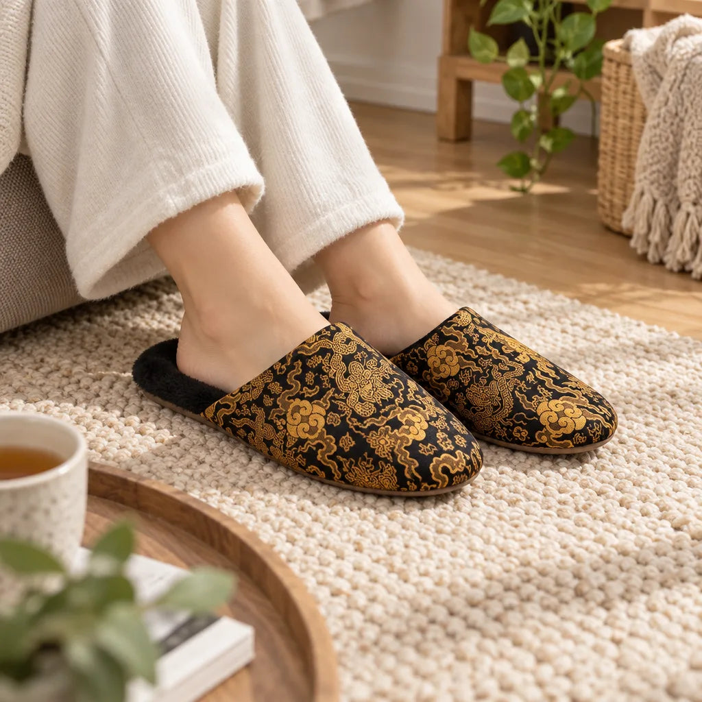 Chausson style chinois velours