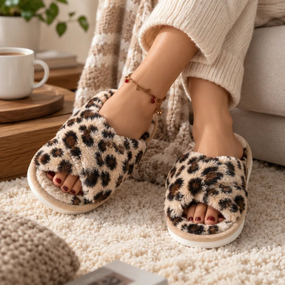 Chausson femme imprimé léopard