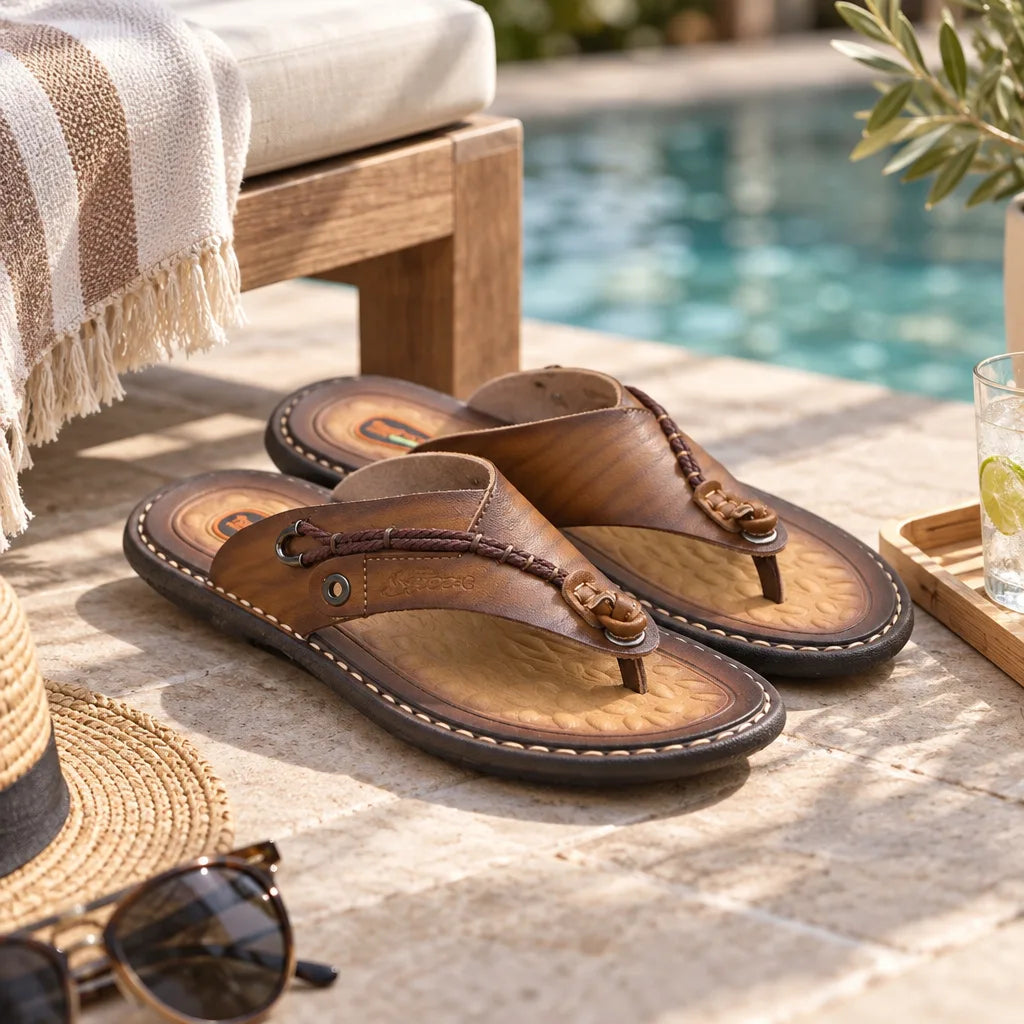 Chausson tong cuir homme